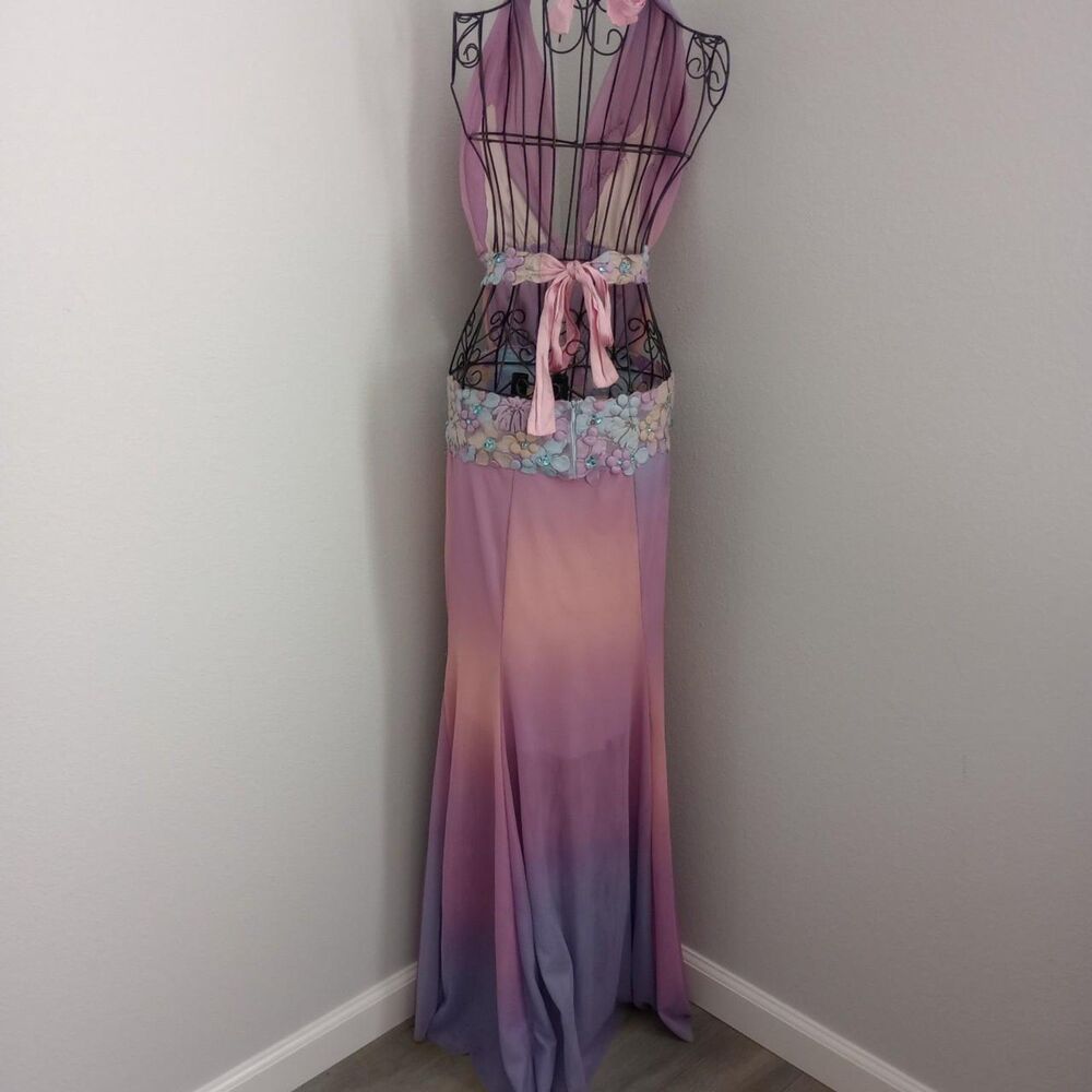 Y2K Ema Savahl Floral Ombré Halter Fairy Dress - Picture 3 of 12